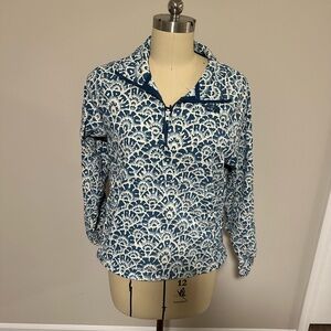 The North Face Navy and White Pattern 1/4 zip